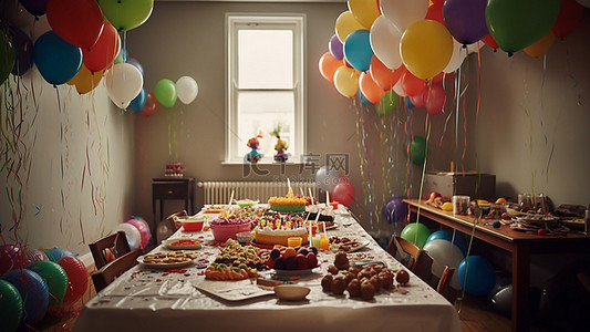 气球布置背景图片_派对庆典美食家具棕色