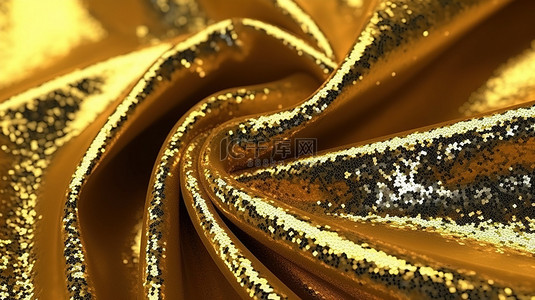 金光闪闪背景背景图片_闪闪发光的金色织物的 3D 插图，具有奢华的光泽