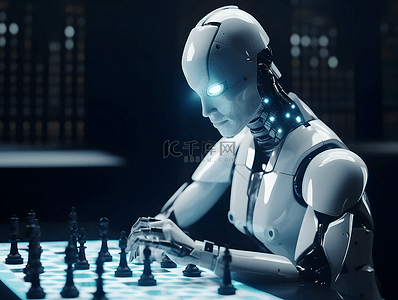 人工智能机器人国际象棋高科技广告背景