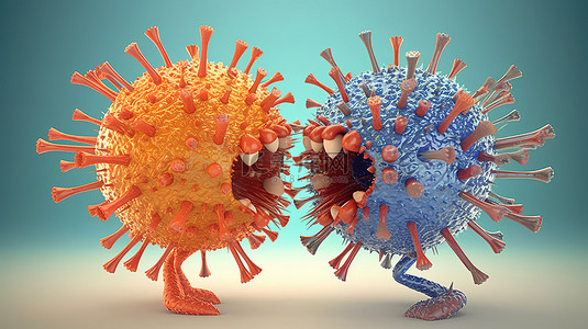 可视化对抗病毒和增强免疫力 3D 渲染