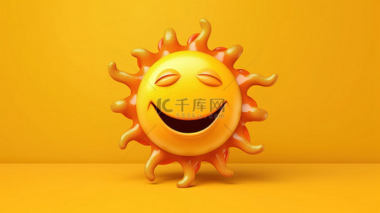 太阳笑脸背景图片_快乐太阳插画的 3D 设计
