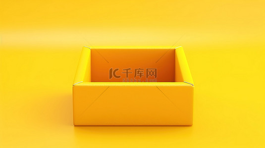 物流模板背景图片_以 3D 插图渲染的充满活力的黄色背景上的卡通空盒子