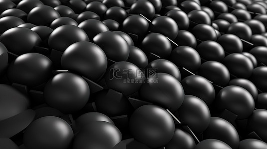 动态背景中的 3d 插图黑色几何球体