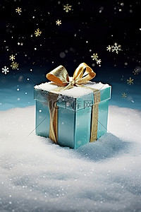 做的背景图片_用雪做的圣诞礼物盒