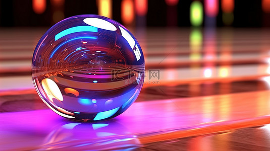 地板背景图片_带有彩色反光球 3D 渲染的未来派地板