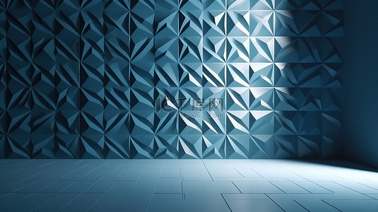 蓝灰色调的浮雕图形墙，带有阳光阴影 3D 渲染背景，用于演示