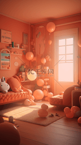 客厅气球粉色可爱背景