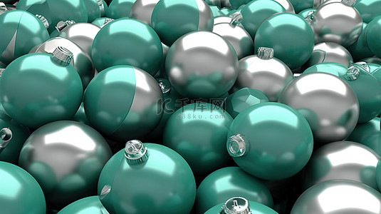舞会背景图片_背景中白色球体中蒂芙尼蓝色新年舞会的 3D 渲染