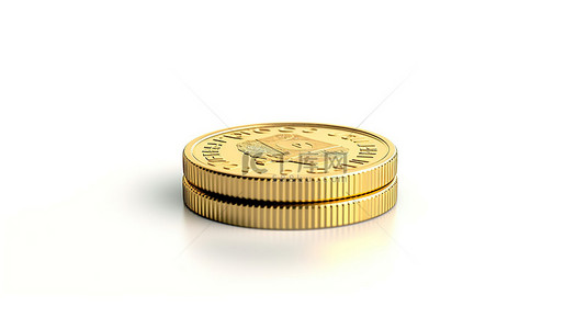 金色欧元硬币在白色背景上以 3D 隔离呈现
