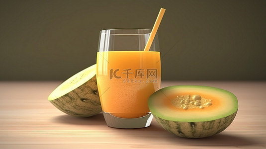 饮品背景图片_3d 渲染的瓜汁