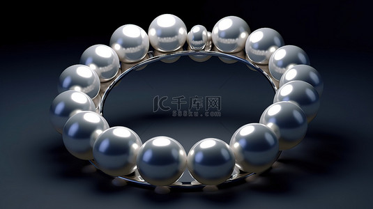 具有抽象珍珠设计的圆形概念的 3D 插图