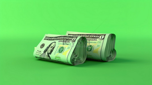 绿色背景与现金夫妇通过无现金交易简化资金管理 3D 渲染插图