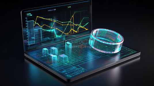 报告分析背景图片_3d seo 优化股票交易数据分析网络分析和 seo 营销概念的插图