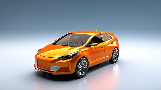 专为新一代设计的增程电动城市掀背车的 3D 插图，采用鲜艳的橙色