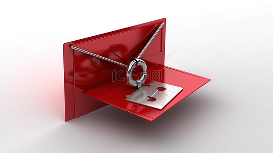 ui控件开关按钮背景图片_3D 渲染中白色背景上受保护的电子邮件访问键控信封和钥匙锁