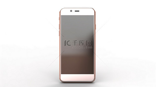 玫瑰金手机背景图片_白色背景下手持玫瑰金手机的 3D 渲染