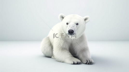 3d 渲染中的可爱北极熊