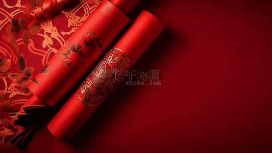 新年祝福背景图片_红色春联丝绸中国风格节日广告背景