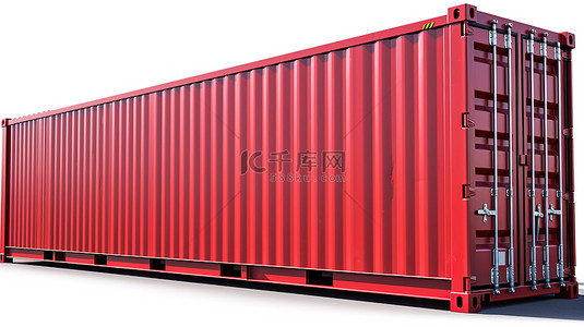 集装箱背景图片_孤立的白色背景，带有红色集装箱的 3D 渲染，非常适合货船进出口