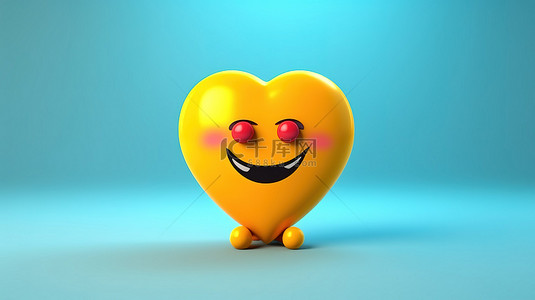 3d 渲染的心形 emoji 表情图释