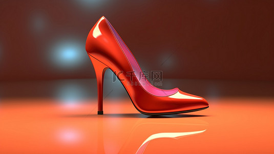 高端女鞋背景图片_浅红色高跟鞋的 3D 渲染
