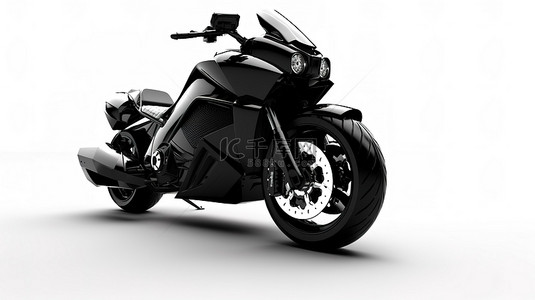 白色背景下用于城市运动的时尚黑色两座摩托车的 3D 渲染