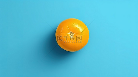 普通话背景图片_蓝色背景上橙色水果的自上而下视图是水果概念的创意呈现