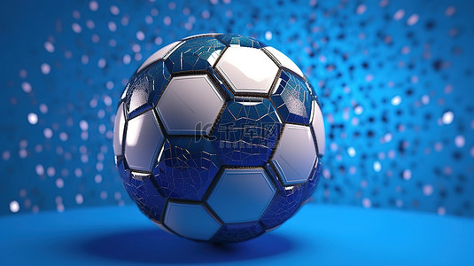 足球 3d 插图足球在蓝色背景上