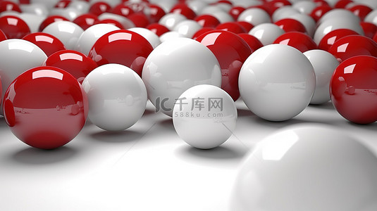 励志背景图片_通过红球和白球的 3D 渲染来说明独特性和对比度