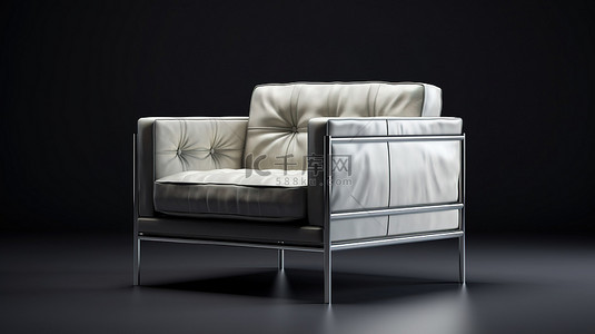 表单设计背景图片_大型家具设计中前视图单座钢制沙发的 3D 渲染