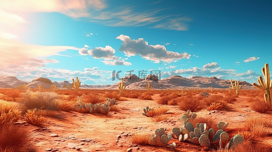沙漠地形的 3D 渲染视图