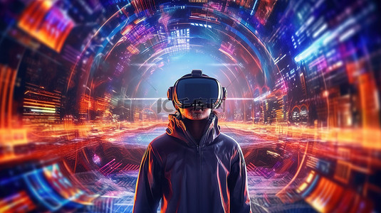 现实虚拟背景图片_元宇宙中的数字现实探索 3D 技术和 VR 模拟的未来