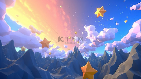 魔术结束背景图片_3d 渲染中的卡通星空