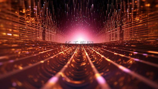 封面背景图片_3D 渲染的音乐走廊中交织的声音粒子