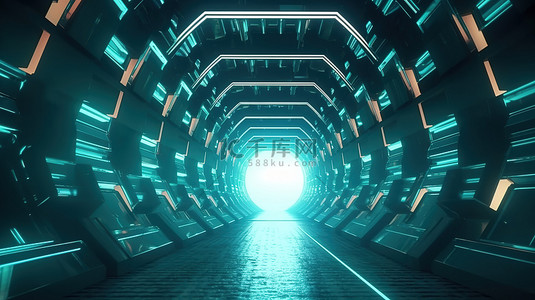 科幻小说的未来隧道脉动 edm 俱乐部音乐会先进技术背景时间裂缝门户光速超空间想法 3d 艺术品