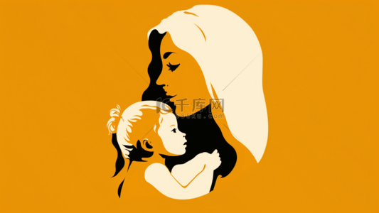 卡通可爱头像背景图片_母子头像简单色系抽象母亲节背景