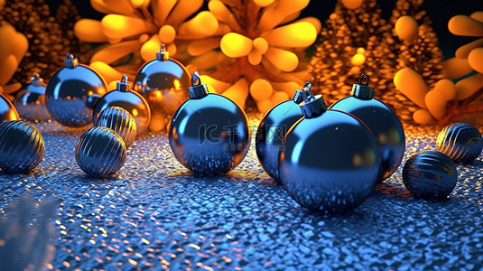 圣诞节或新年背景的节日 3D 渲染
