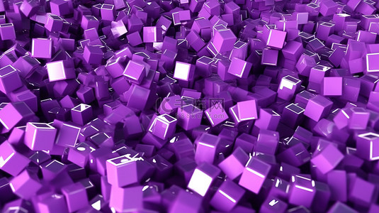 风控系统背景图片_科技公司商业网络开发 3D 渲染闪烁紫色立方体的背景，象征着人工智能数据保护