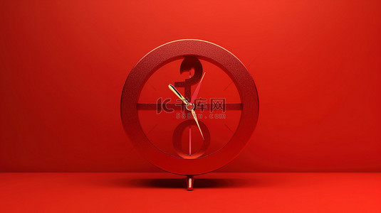 福利背景图片_带有女性性别符号和时钟的红色背景的更年期概念 3D 渲染
