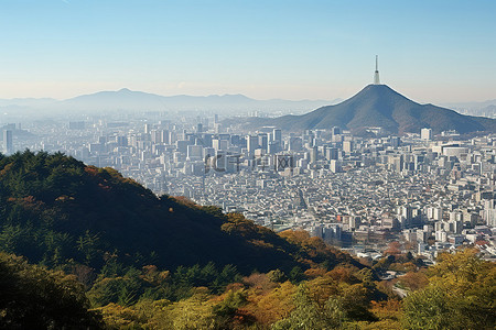 旅游胜地背景图片_首尔山 首尔的旅游胜地