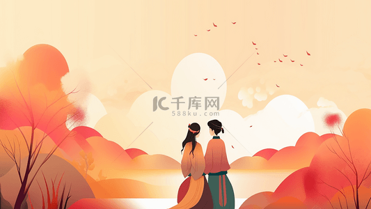 七夕背景图片_七夕爱情情侣古风人物背景