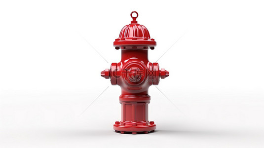 背景城市生活背景图片_3d 渲染的白色背景上的孤立红色消防栓