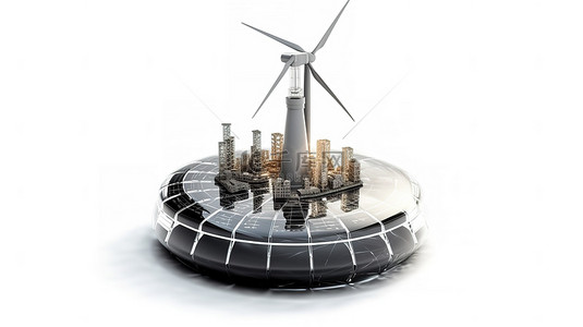 石油能源背景图片_白色背景下可持续选择的能源资源的孤立 3D 插图
