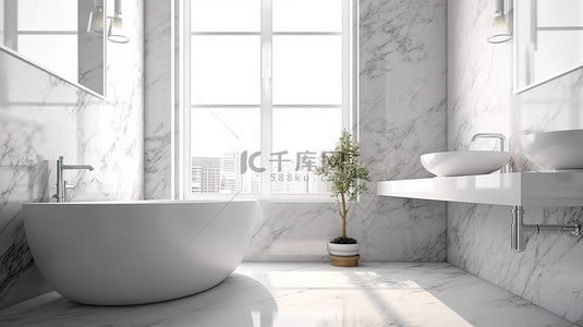 浴室台面背景图片_极简主义的大理石浴室台面，背景为现代 3D 渲染