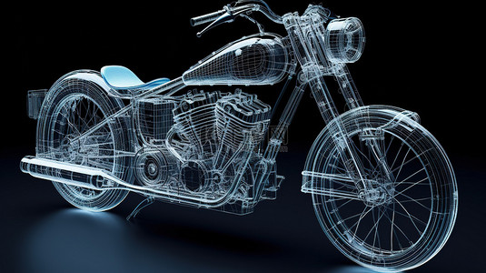 摩托车白模背景图片_自行车摩托车 3D 车身结构的线框模型