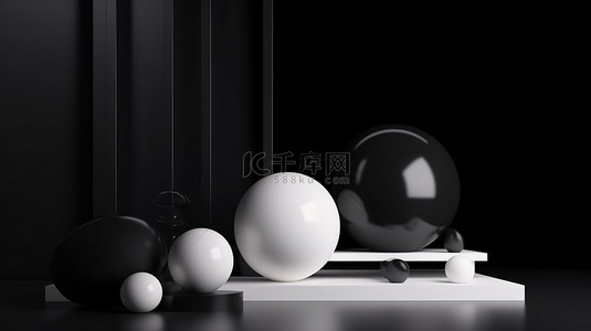 足球背景图片_站上球的黑白美学 3D 渲染
