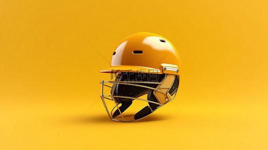 黄色安全帽背景图片_黄色背景隔离板球头盔样机的真实 3D 渲染