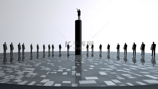 商业经营理念背景图片_比较商业领袖身高的 3D 插图