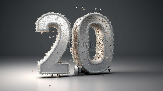 周庆典背景图片_20 年银色闪闪发光的周年庆典横幅的 3D 渲染