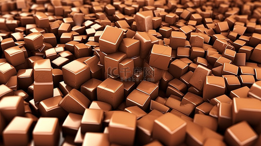美食个人背景图片_大块巧克力块的 3d 插图